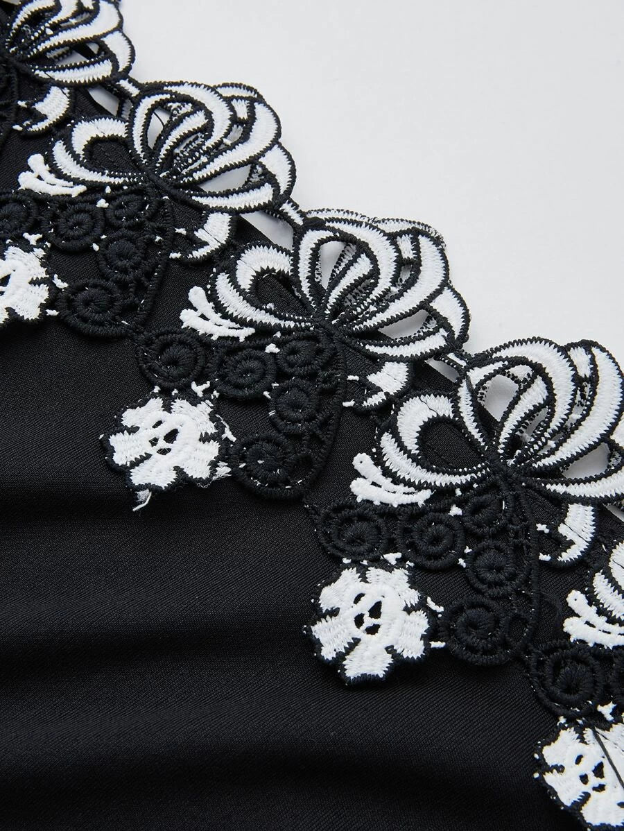 Floral Lace Trim Bardot Dress Periwinkley Shop