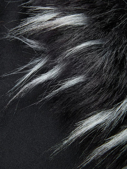 Detachable Faux Fur Collar Belted Dress Periwinkley Shop