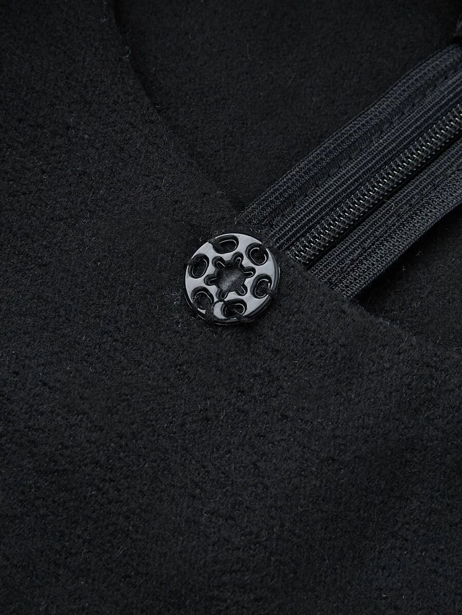 Detachable Faux Fur Collar Belted Dress Periwinkley Shop