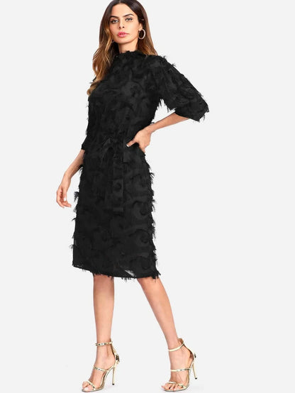 Layered Fringe Detail Pencil Dress Periwinkley Shop