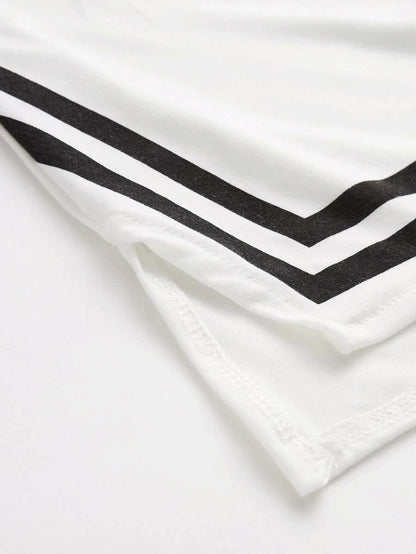 Slit Detail Striped Long Pajama Set Periwinkley Shop