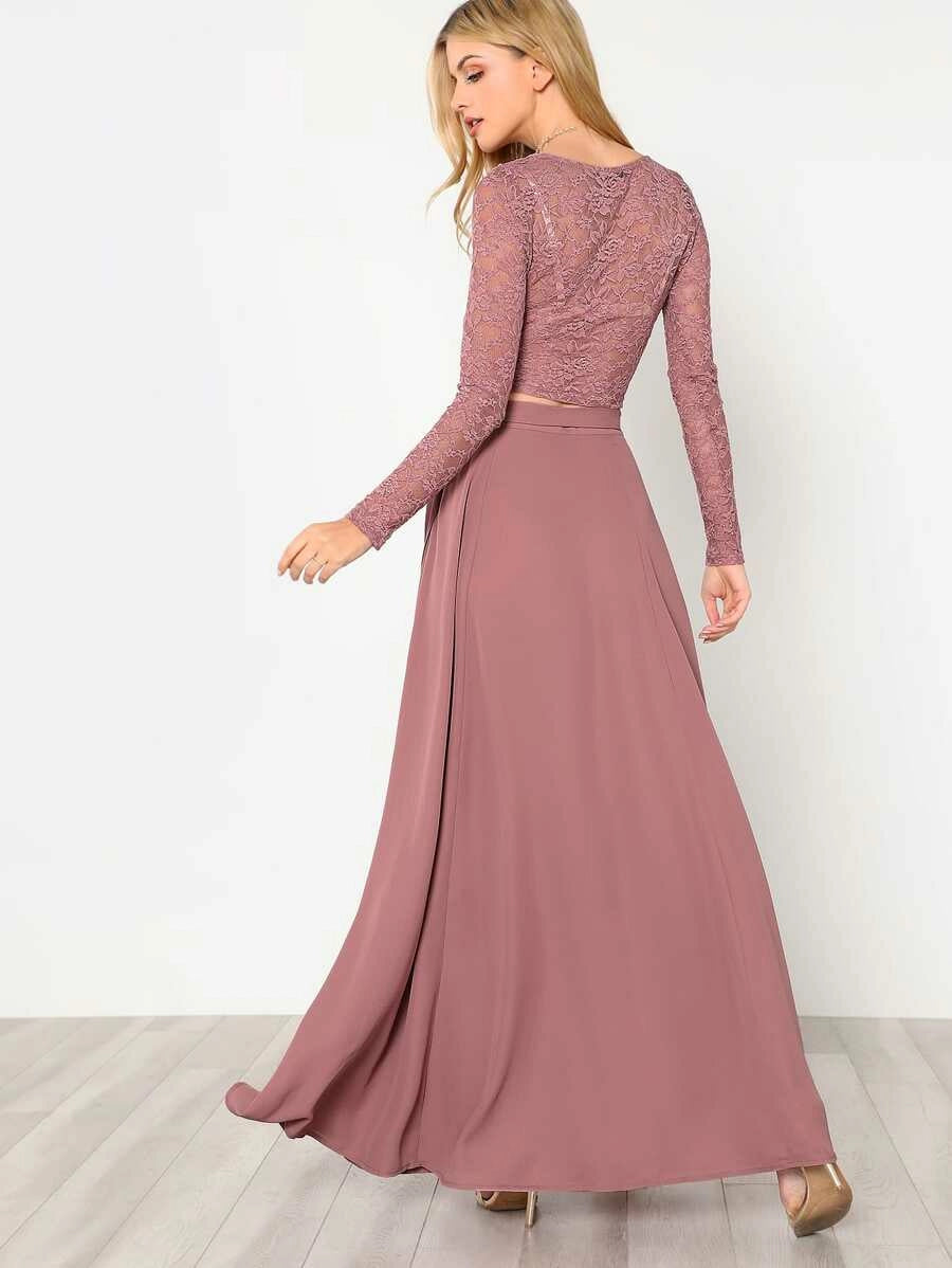 Crop Lace Top & Knot Skirt Co-ord Periwinkley Shop