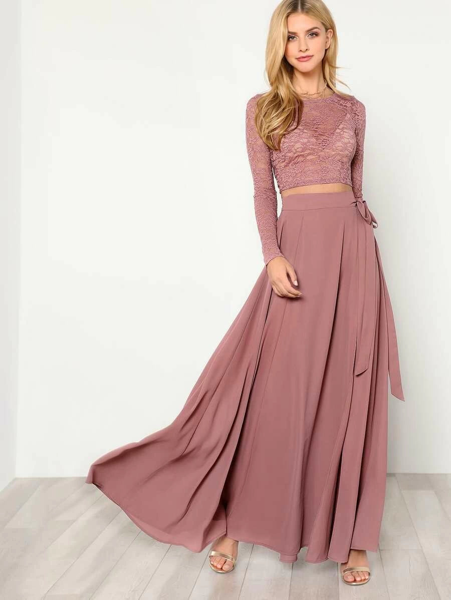 Crop Lace Top & Knot Skirt Co-ord Periwinkley Shop