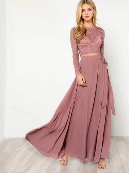 Crop Lace Top & Knot Skirt Co-ord Periwinkley Shop