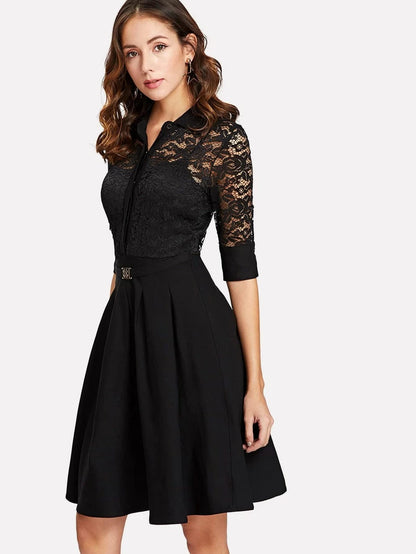 Lace Contrast Shirt Dress Periwinkley Shop