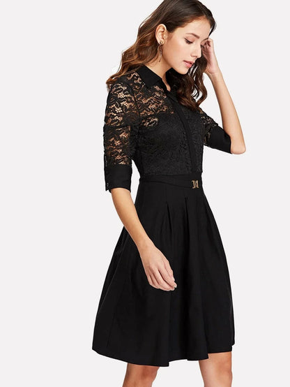 Lace Contrast Shirt Dress Periwinkley Shop