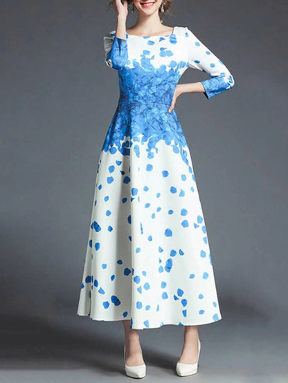 Flower Print Longline Dress Periwinkley Shop