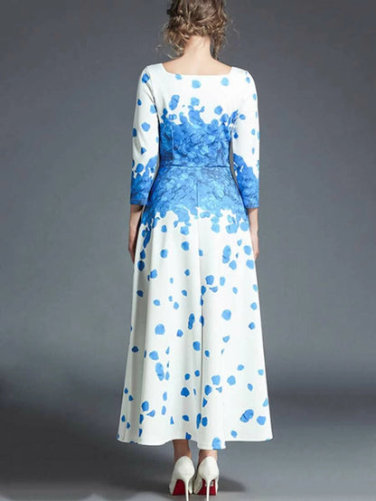 Flower Print Longline Dress Periwinkley Shop