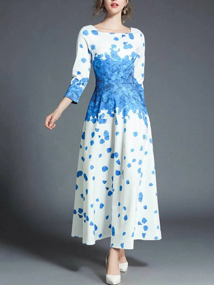 Flower Print Longline Dress Periwinkley Shop