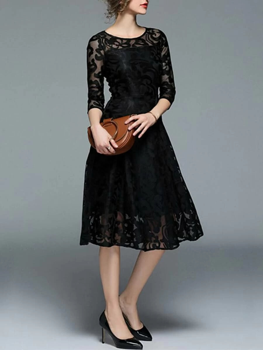 See Through Lace Dress Periwinkley Shop