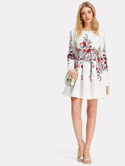 Box Pleated Botanical Jacquard Dress Periwinkley Shop