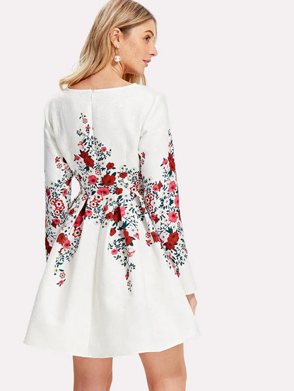 Box Pleated Botanical Jacquard Dress Periwinkley Shop