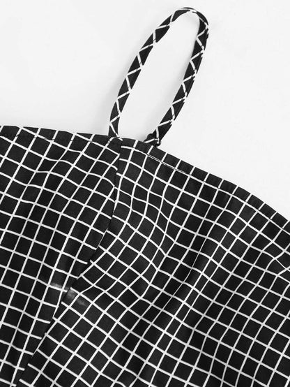 Grid Print Zip Back Cami Top And Skirt Co-Ord Periwinkley Shop