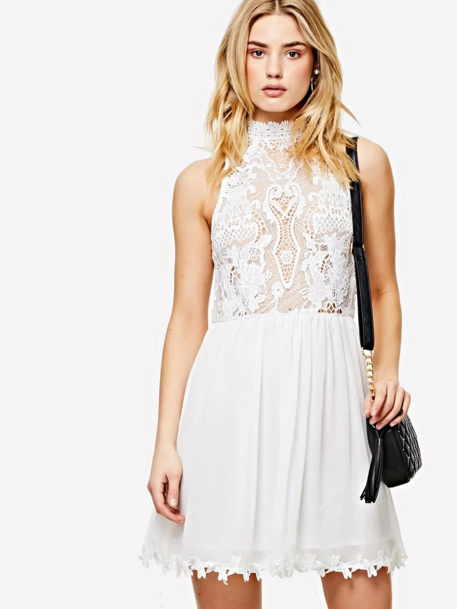 Floral Lace Bodice Swing Dress Periwinkley Shop