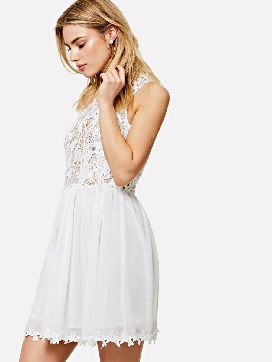 Floral Lace Bodice Swing Dress Periwinkley Shop