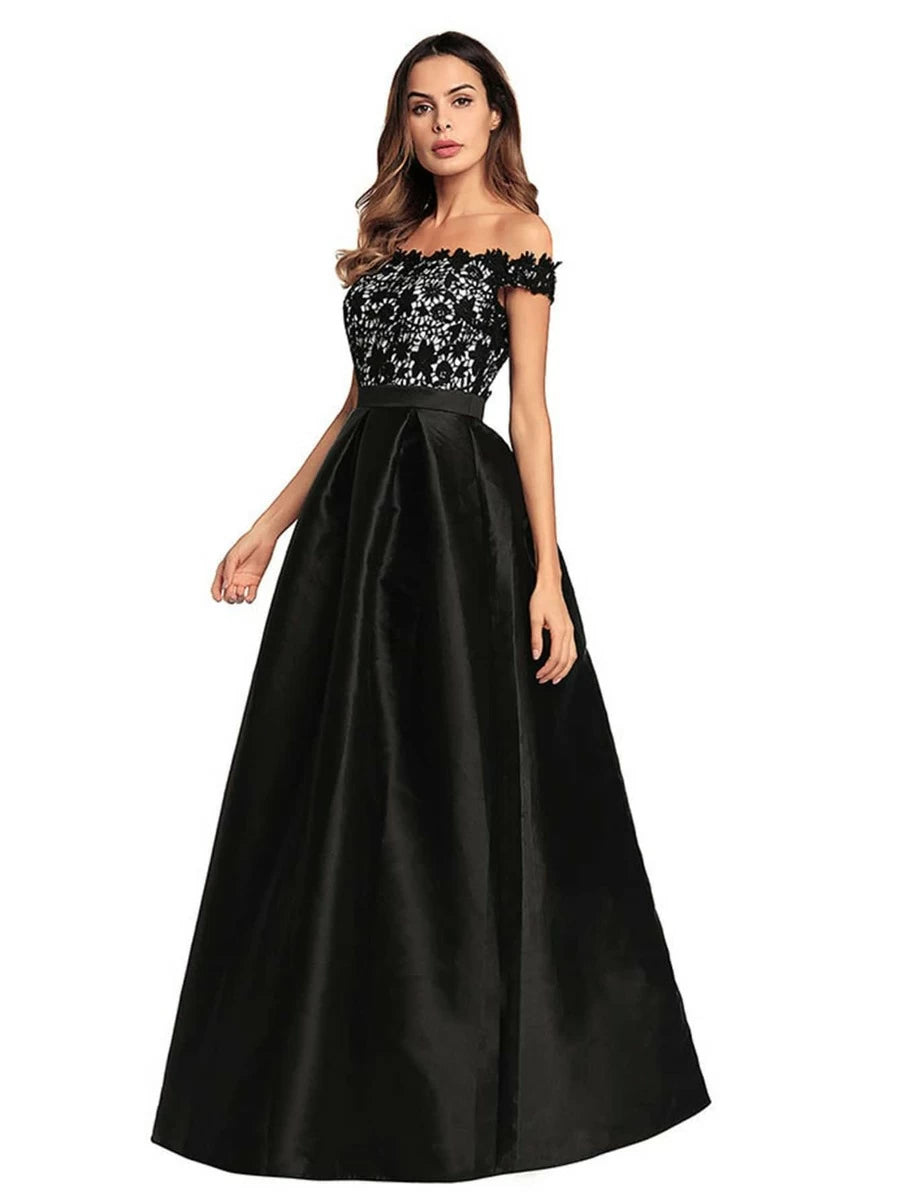 Off Shoulder Lace Contrast Longline Dress Periwinkley Shop
