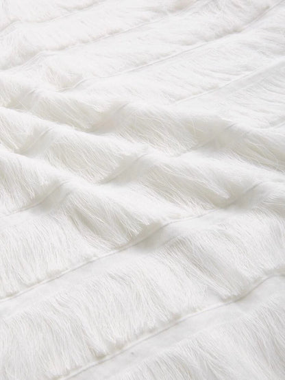 Layered Fringe Detail Solid Dress Periwinkley Shop