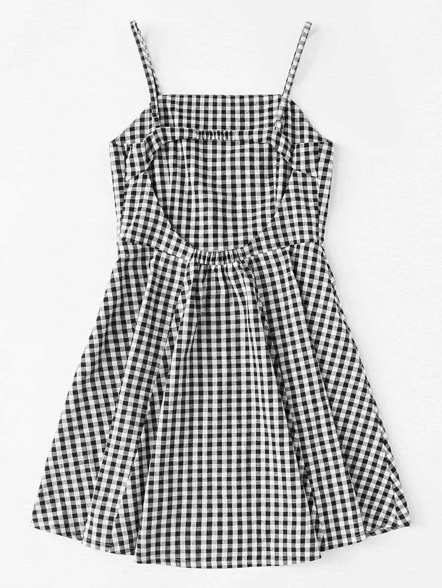 Cut Out Back Gingham Cami Dress Periwinkley Shop