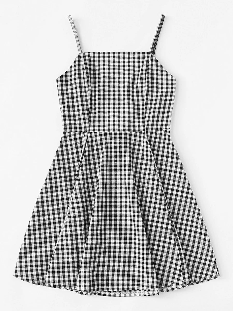 Cut Out Back Gingham Cami Dress Periwinkley Shop