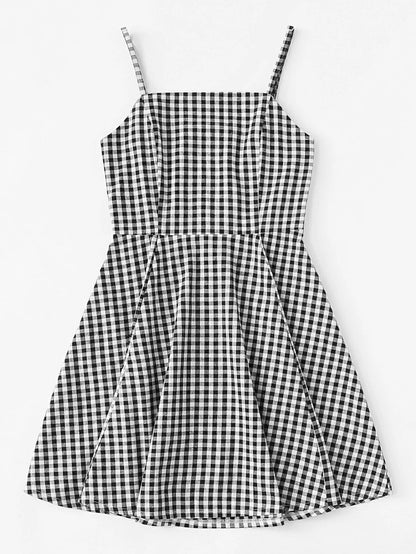 Cut Out Back Gingham Cami Dress Periwinkley Shop