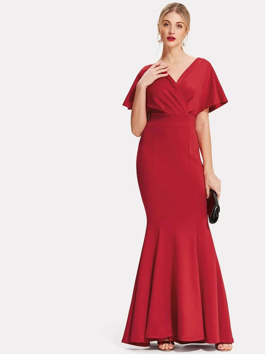 Surplice Neckline Fishtail Prom Dress Periwinkley Shop