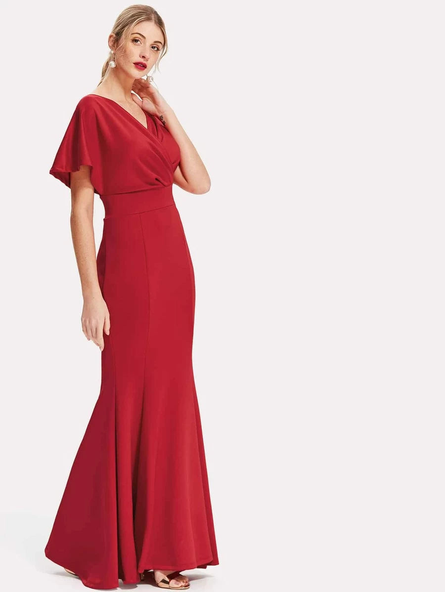 Surplice Neckline Fishtail Prom Dress Periwinkley Shop