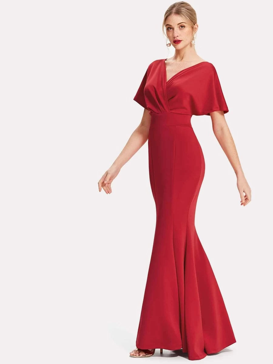 Surplice Neckline Fishtail Prom Dress Periwinkley Shop