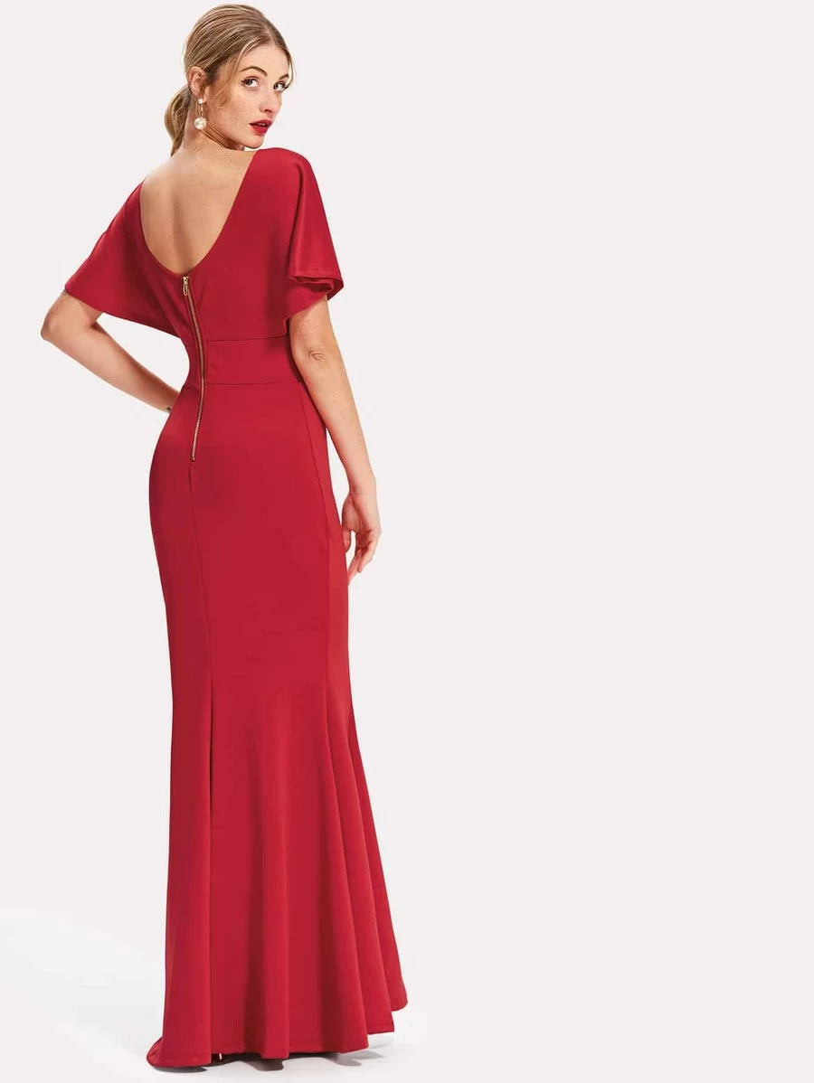 Surplice Neckline Fishtail Prom Dress Periwinkley Shop