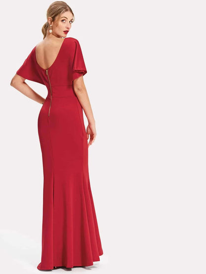 Surplice Neckline Fishtail Prom Dress Periwinkley Shop