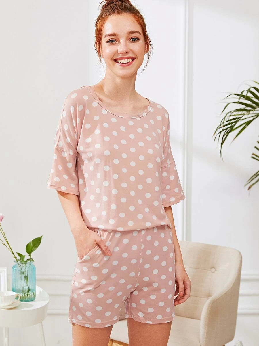 Polka Dot Print Pajama Set Periwinkley Shop
