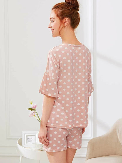Polka Dot Print Pajama Set Periwinkley Shop