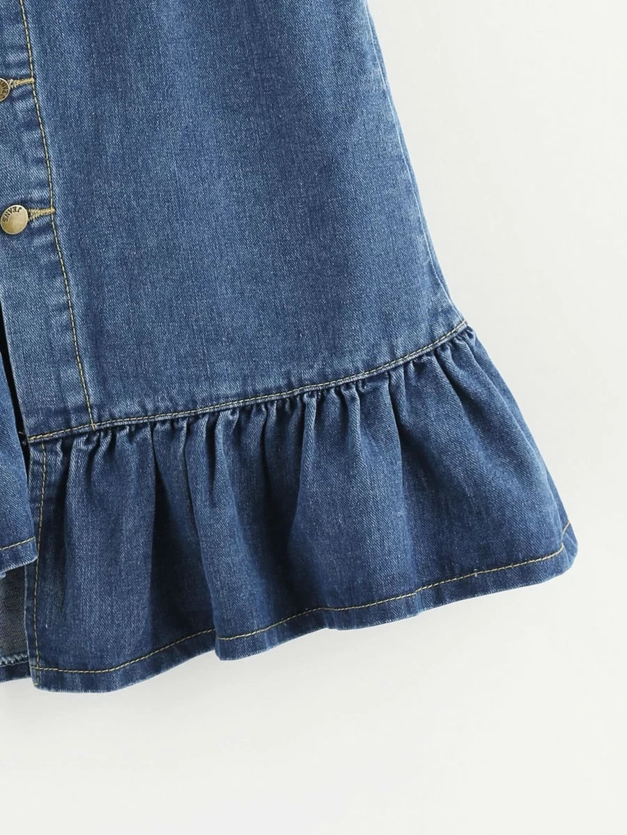 Fishtail Button Front Denim Skirt Periwinkley Shop