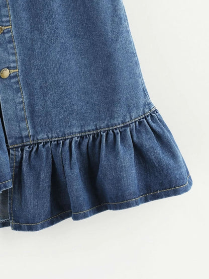 Fishtail Button Front Denim Skirt Periwinkley Shop