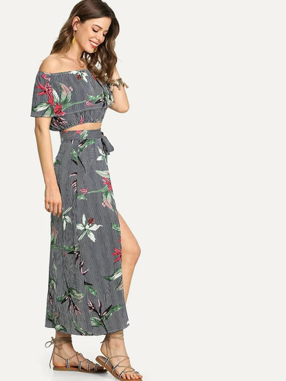 Flounce Layered Top With Split Skirt Periwinkley Shop