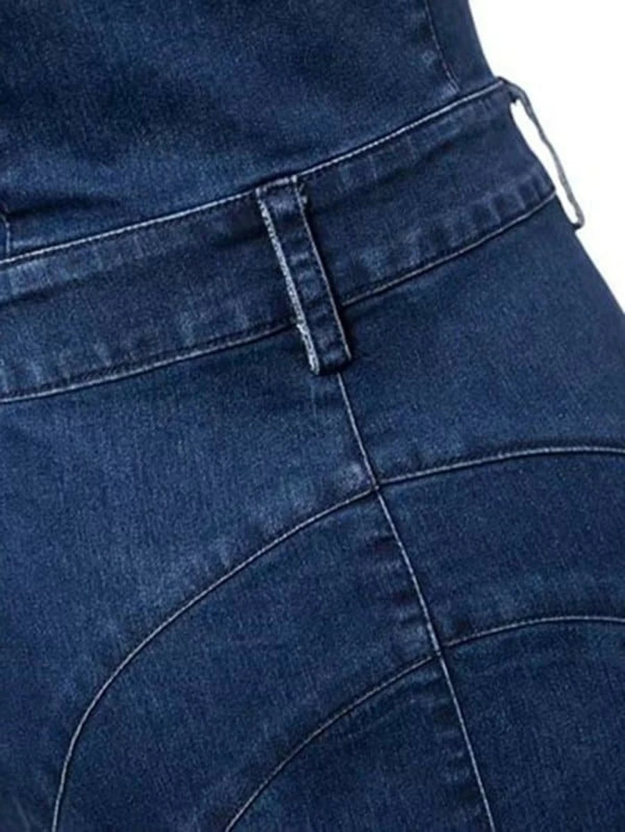 Single Breasted Tube Denim Dress Periwinkley Shop