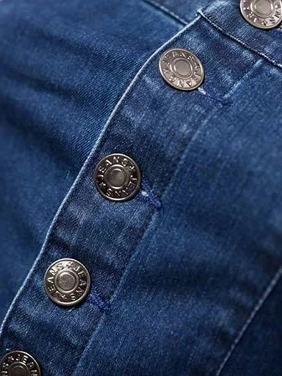 Single Breasted Tube Denim Dress Periwinkley Shop