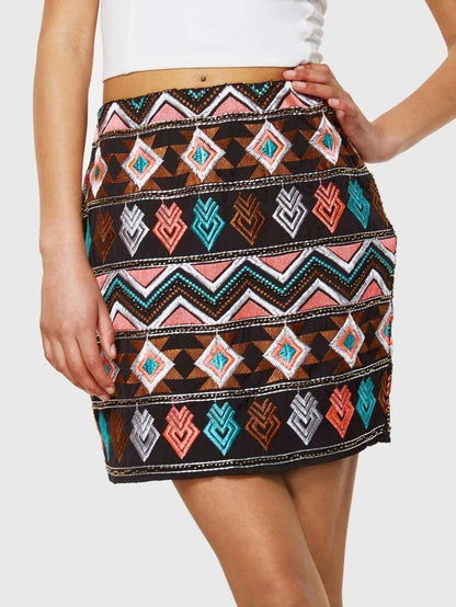 Geometric Embroidered Skirt Periwinkley Shop