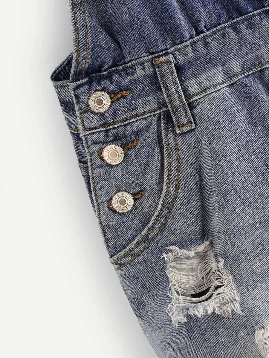 Frayed Hem Denim Shorts Periwinkley Shop