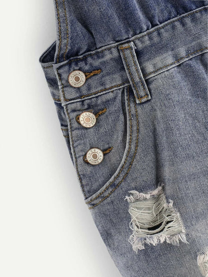 Frayed Hem Denim Shorts Periwinkley Shop