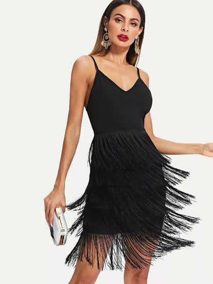Layered fringe  bodycon  cami dress Periwinkley Shop