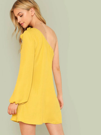 Knot Detail One Shoulder Dress Periwinkley Shop