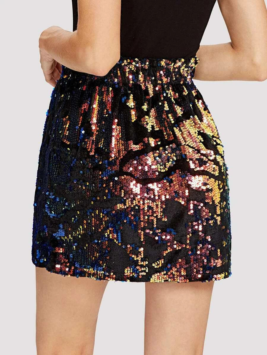 Flare Sequin Skirt Periwinkley Shop