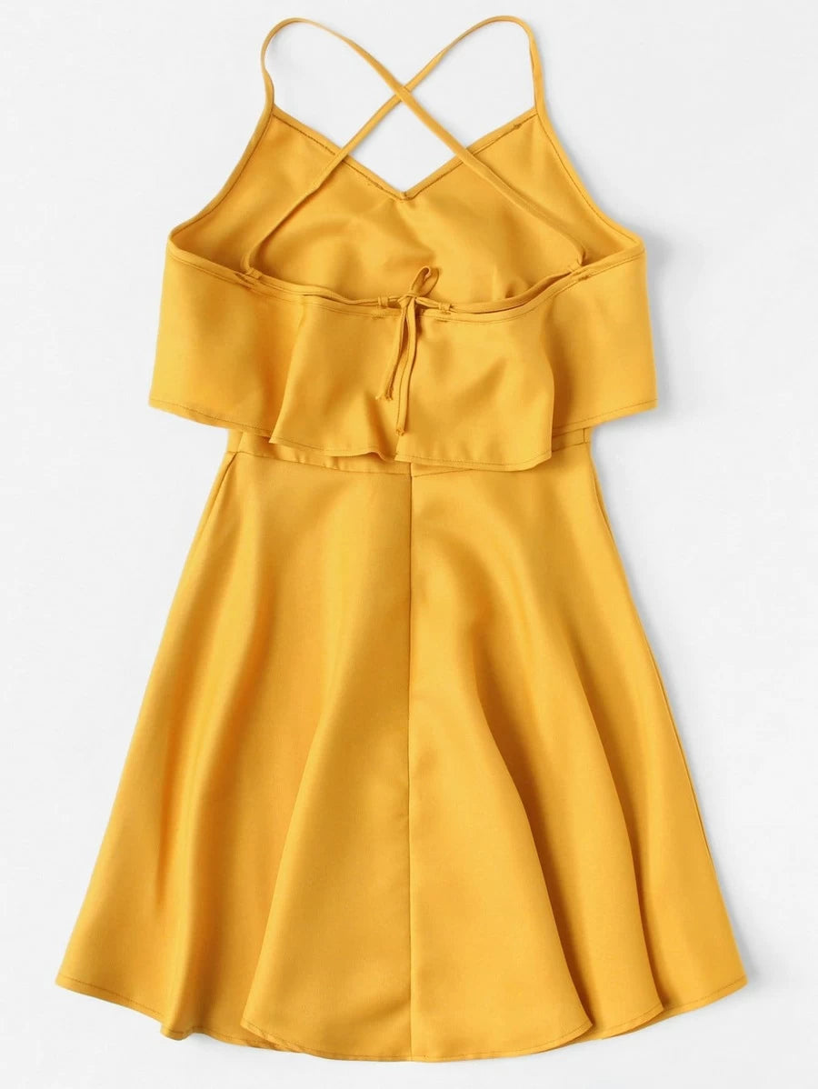 Criss Cross Back Tiered Dress Periwinkley Shop