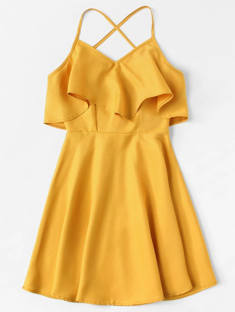 Criss Cross Back Tiered Dress Periwinkley Shop