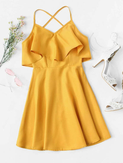 Criss Cross Back Tiered Dress Periwinkley Shop