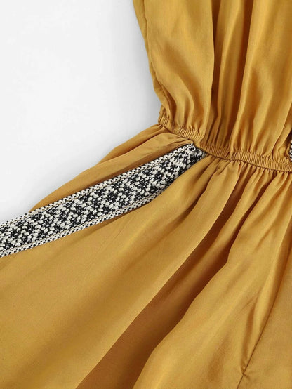 Embroidered Tape Detail Cami Romper Periwinkley Shop