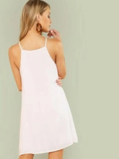 symmetrical embroidery halter trapeze dress Periwinkley Shop