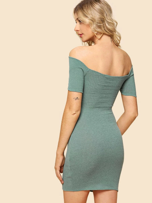 Cross Wrap Rib Knit Dress Periwinkley Shop