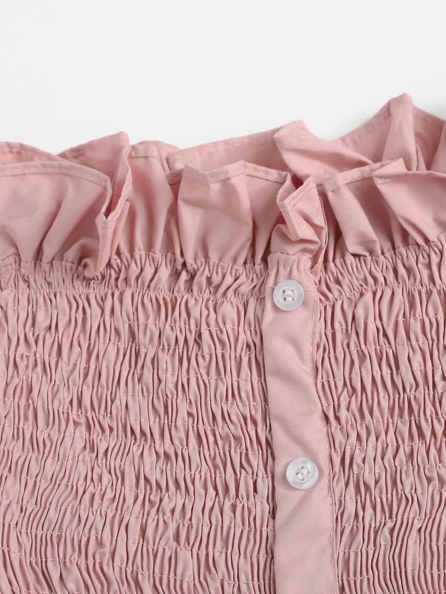 Off-Shoulder Ruffle Trim Pleated Dress Periwinkley Shop