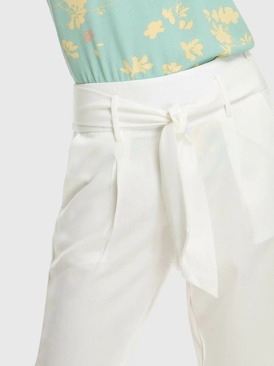 Slant Pocket Self Belted Pants Periwinkley Shop